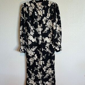 Rebecca Taylor Black and White Floral Long Sleeve Dress